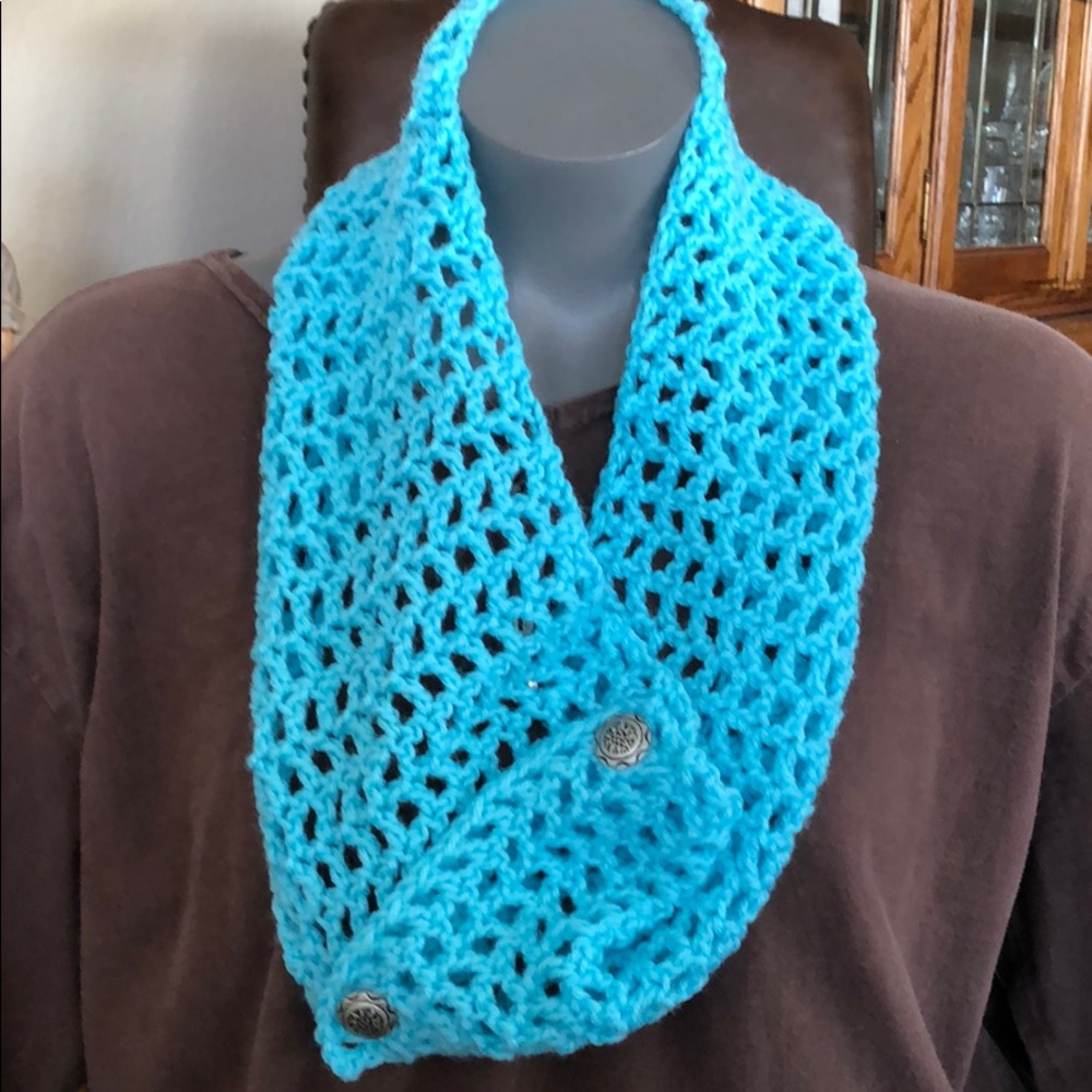Teal green neck warmer fashion scarf